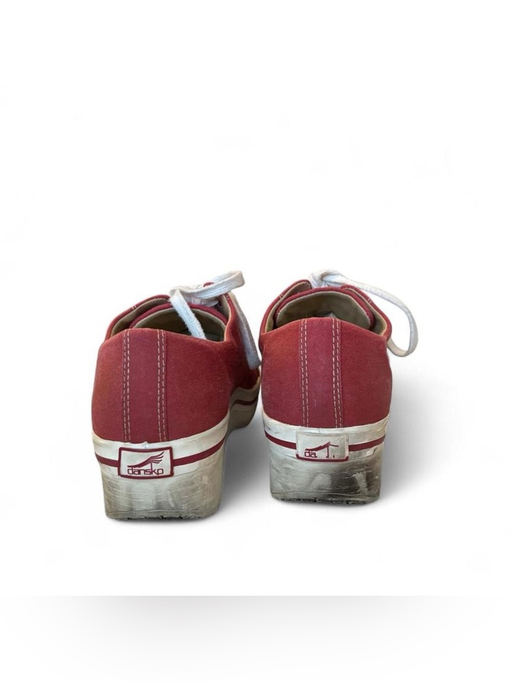 Women's vintage Red Canvas Lace-Up platform Sneakers - Picture 7 of 8